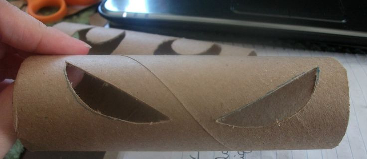 Halloween Toilet Paper Roll Eyes
 Cut eye holes in cardboard tube Put glo stick inside