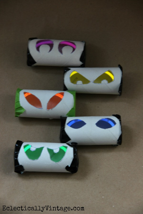 Halloween Toilet Paper Roll Eyes
 How to Make Glow Stick Eyes at Eclectically Vintage