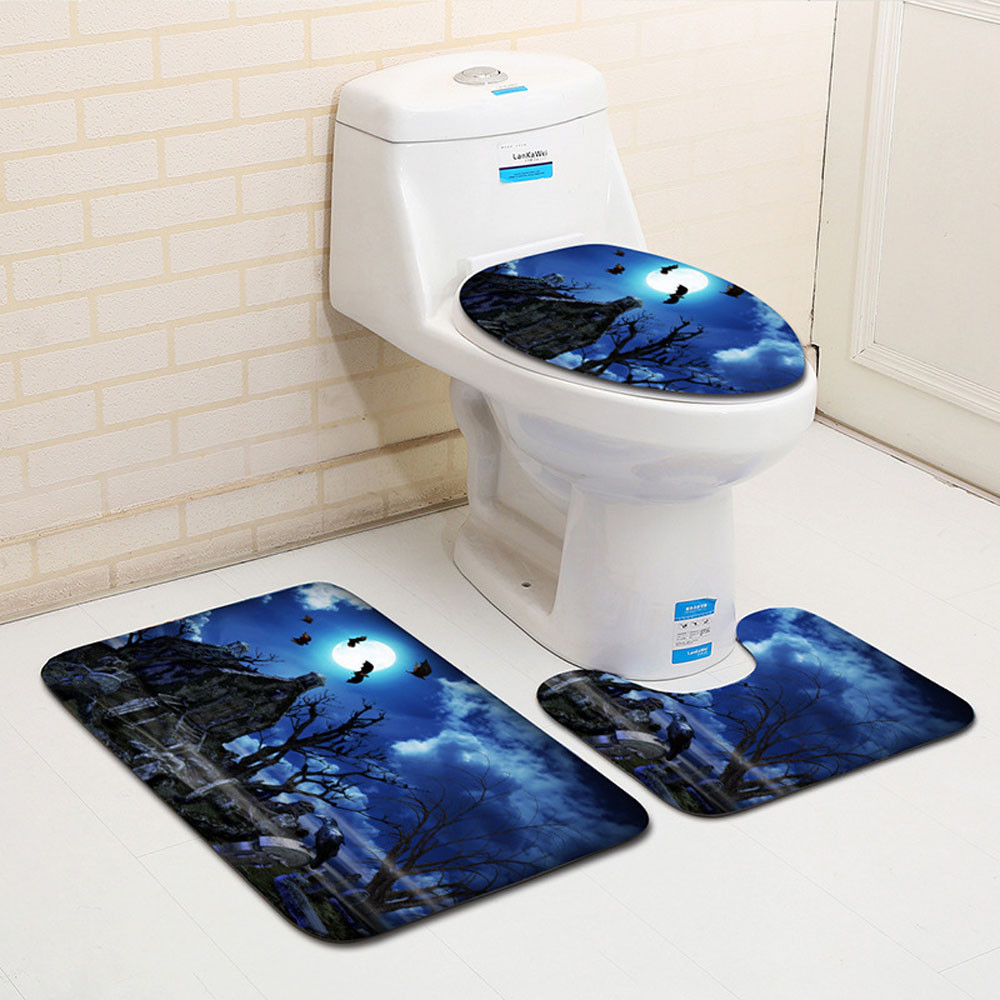 Halloween Toilet Seat Cover
 Halloween Night Toilet Seat Cover and Rug Bathroom Set