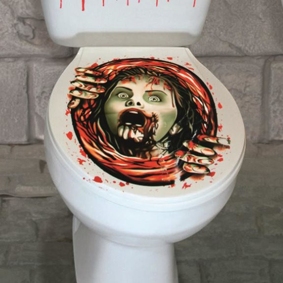 Halloween Toilet Seat Cover
 Girl Climbing Out of Toilet Spooky Seat Decoration