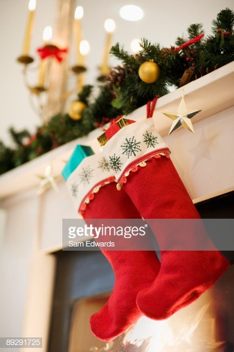 Hanging Christmas Stockings Without Fireplace
 Christmas Stockings Hanging Fireplace Mantel Stock