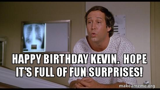 Happy Birthday Kevin Funny
 Happy birthday Kevin Hope it’s full of fun surprises