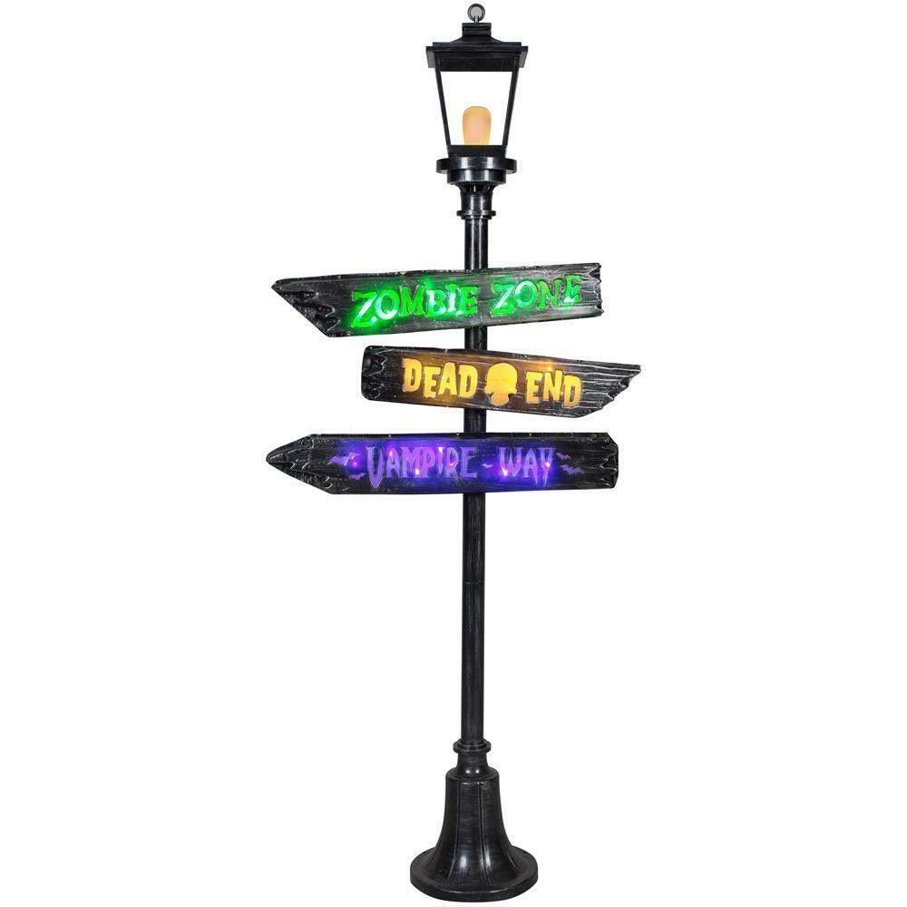 Home Depot Christmas Lamp Post
 Halloween Gemmy 6 ft Lamp Post with Lighted Signs & Short