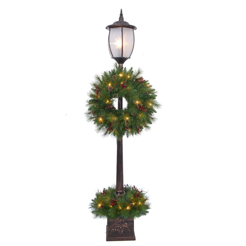 Home Depot Christmas Lamp Post
 Home Accents Holiday 7 ft Pre Lit Lantern Post Artificial