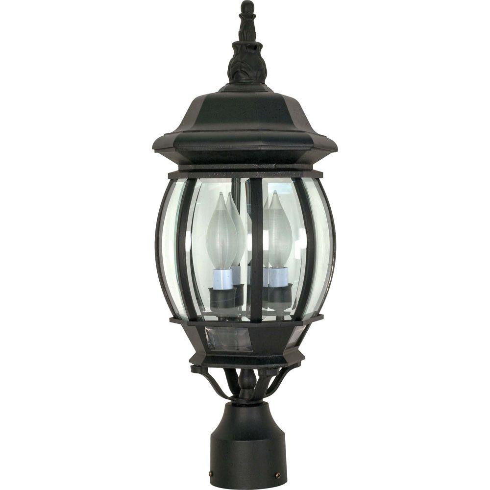 Home Depot Christmas Lamp Post
 Glomar 3 Light Outdoor Textured Black Post Lantern HD 899