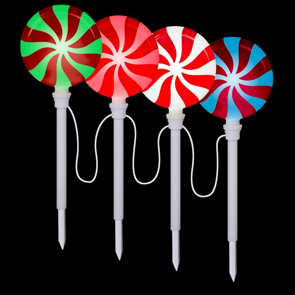 Home Depot Christmas Lights Outdoor
 LightShow Lollipop Pathway Stake Set of 4 The