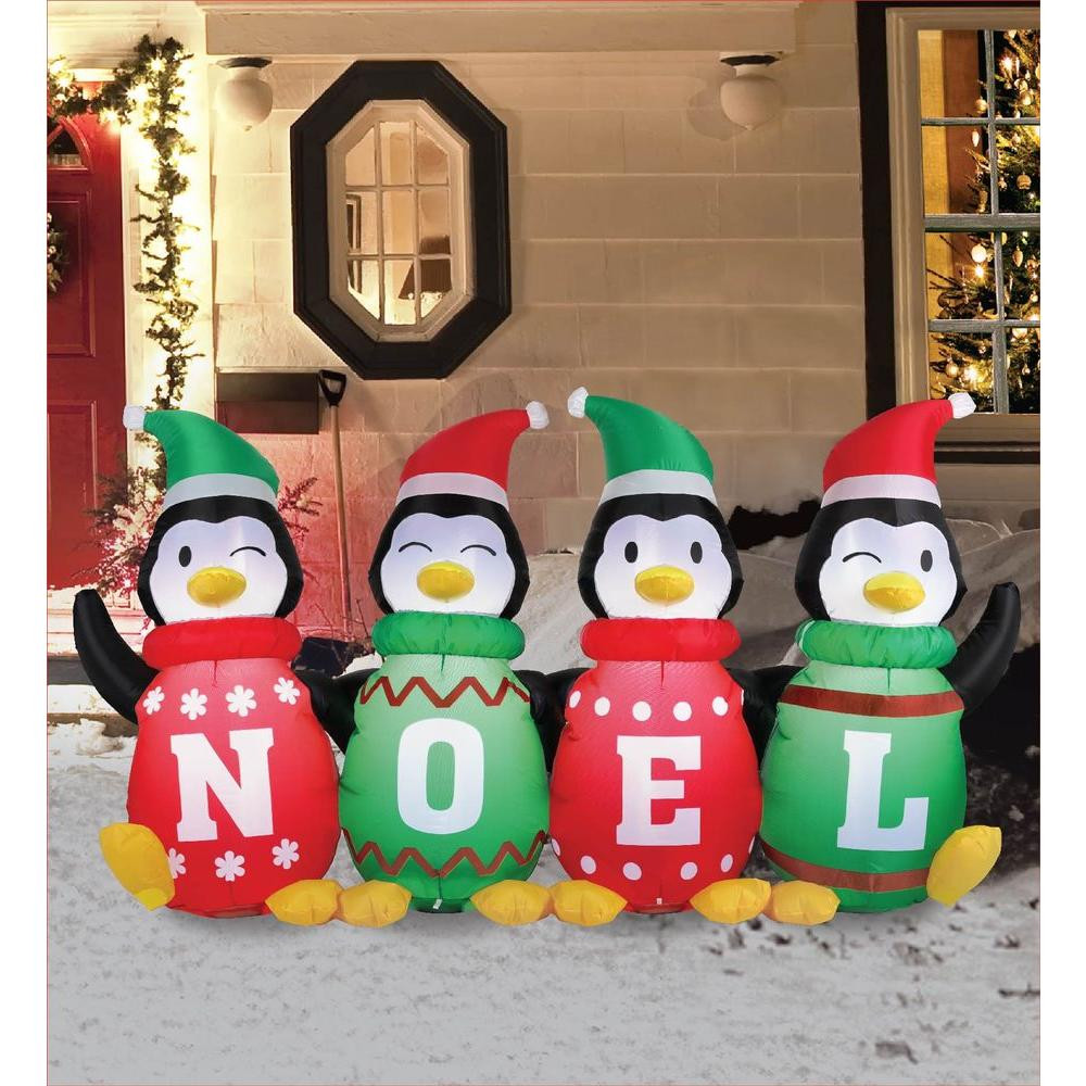 Home Depot Christmas Lights Outdoor
 Airflowz 6 ft Inflatable Sweater Penguins The