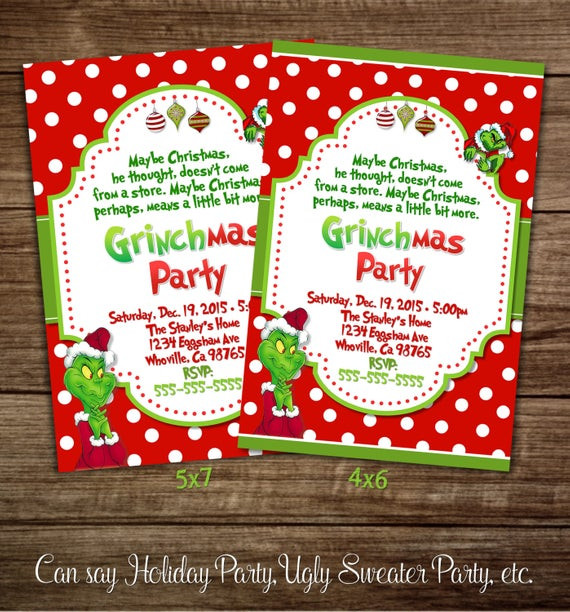 How The Grinch Stole Christmas Party Ideas
 Christmas Party Invitations Grinch Party by PixelPerfectShoppe
