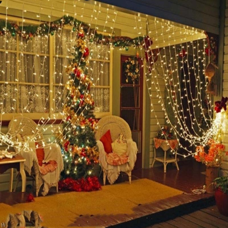 Indoor Christmas Lights For Windows
 220V 3M x 3M 300 LED Fairy String Curtains Light Window