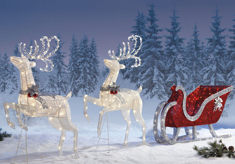 Indoor Christmas Reindeer Decorations
 Reindeer Sleigh 400 LED Lights Indoor Outdoor Garden
