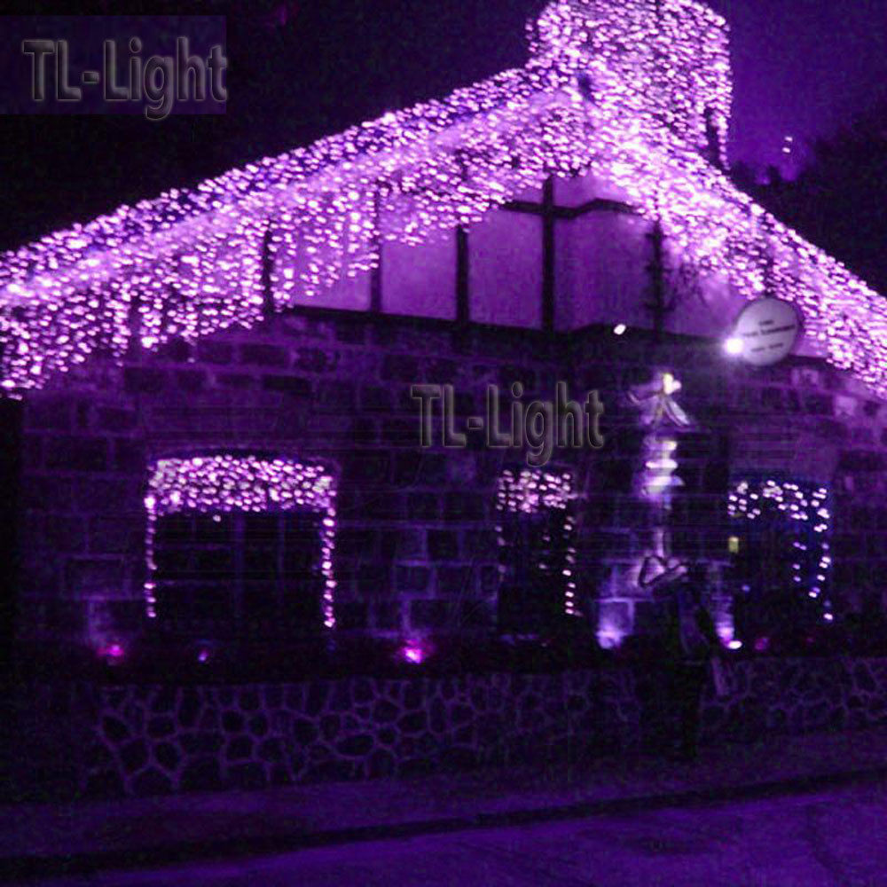 Indoor Outdoor Christmas Lights
 10FT Holiday Living 100 PURPLE LED Bulb ICICLE Indoor