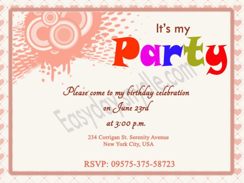 Kids Birthday Party Invitation Wording
 Birthday Invitations Wording For Kids