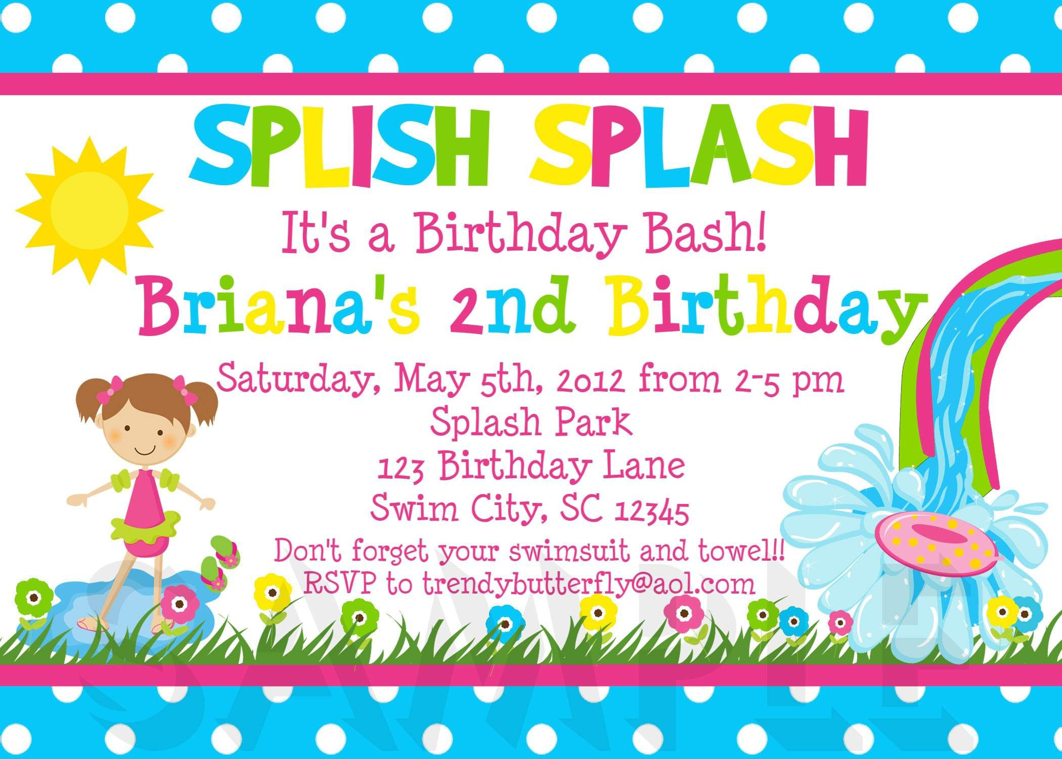 Kids Birthday Party Invitation Wording
 Image for Free Printable Kids Birthday Party Invitations
