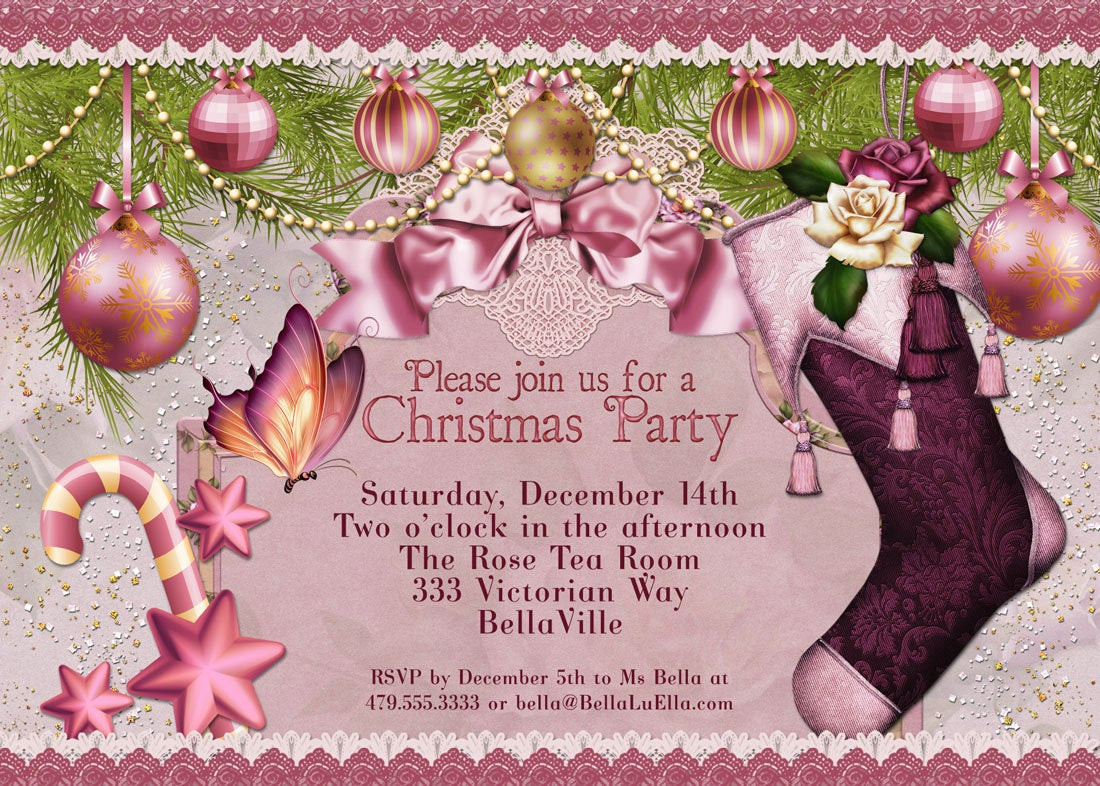 Ladies Christmas Party Ideas
 Christmas Party Invitation Victorian Christmas Card La s