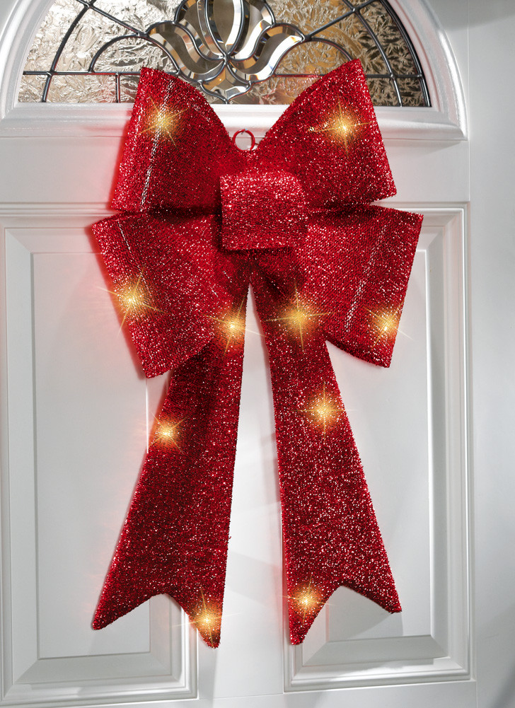 Large Outdoor Christmas Bows
 Giant Lighted Red Sparkling Christmas Holiday Bow Indoor