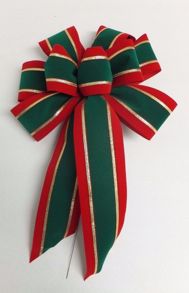 Large Outdoor Christmas Bows
 3 10" Hand Made Christmas Bows Stripe In Outdoor