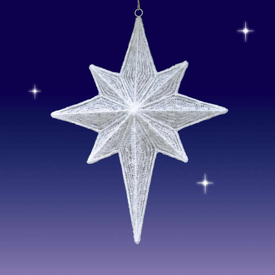 Large Outdoor Christmas Star
 LED Nativity Star 3D ­­ White ­­ Seasons Designs ­ 47"