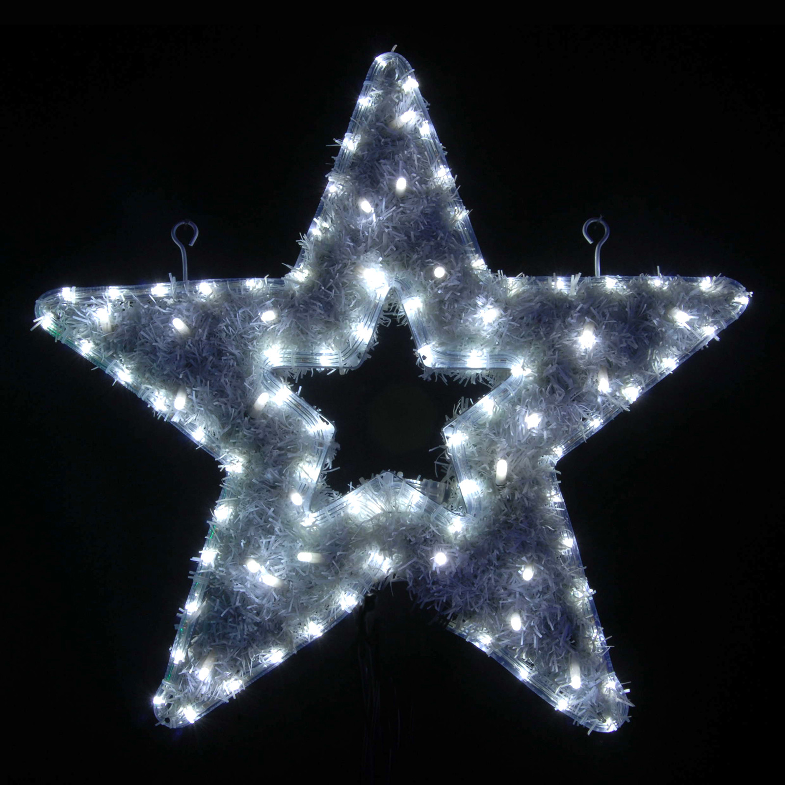 Large Outdoor Christmas Star
 White LED Tinsel Christmas Star Flashing Indoor Outdoor
