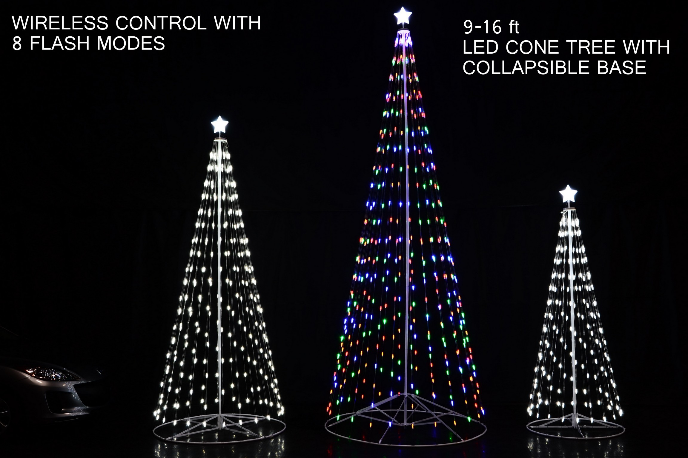 Led Outdoor Christmas Tree
 192″ 16 ft Outdoor Multi Color LED Cone Tree w Collapsible