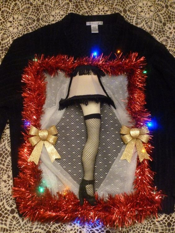 Leg Lamp Christmas Sweater
 Lighted Ugly "A Christmas Story" Sweater Leg Lamp w Real