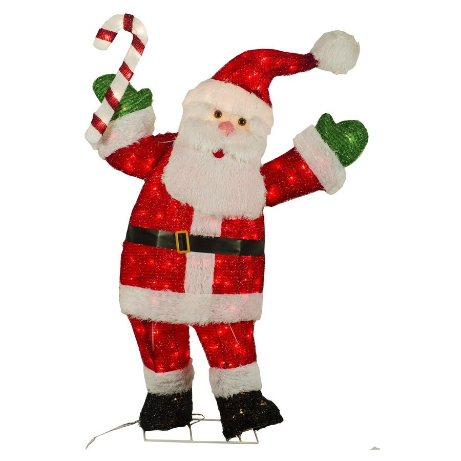 Light Up Outdoor Christmas Decorations
 Holiday Living 48 in Lighted Tinsel Santa Outdoor