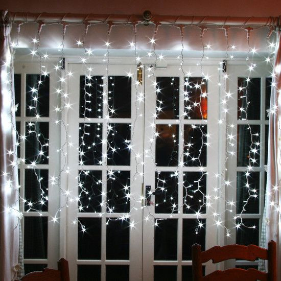Lighted Christmas Window Decorations Indoor
 500 White LED Indoor Curtain Light Connectable & 2m X 2