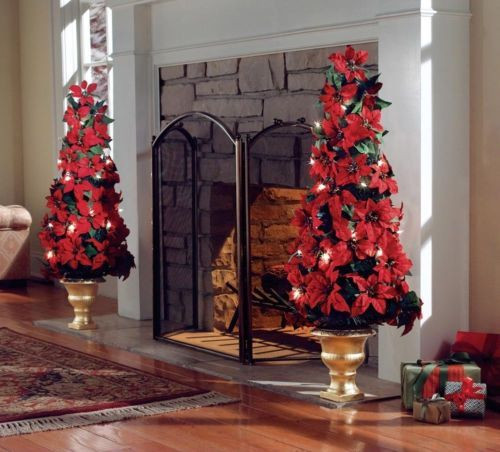 Lighted Indoor Christmas Decorations
 Lighted Indoor Poinsettia Holiday Christmas Tree