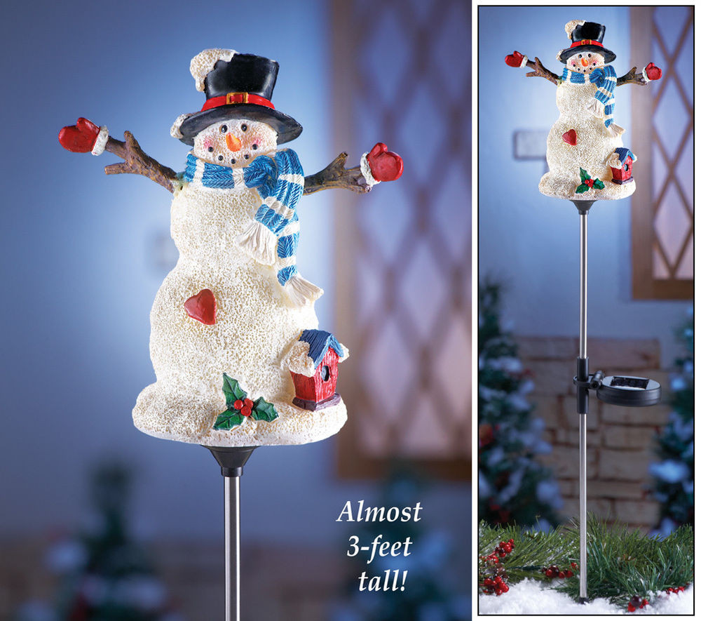 Lighted Outdoor Christmas Decorations
 Solar Power Lighted Holiday Snowman Garden Stake Christmas
