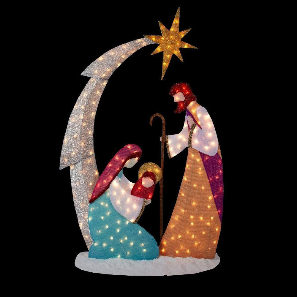 Lighted Outdoor Christmas Decorations
 NEW 6 ft Pre Lit Lighted Tinsel Nativity Scene Outdoor