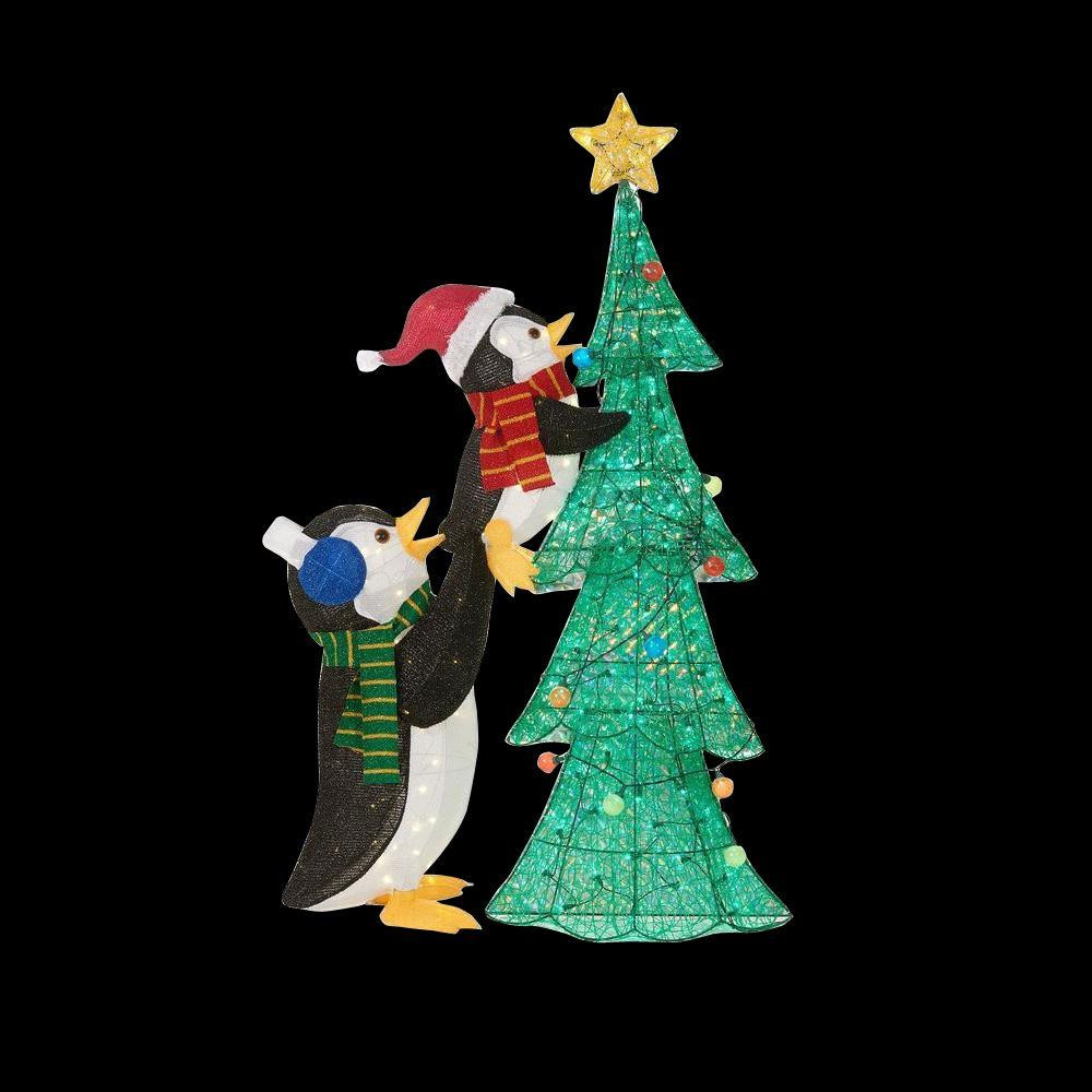 Lighted Outdoor Christmas Decorations
 Home Accents Holiday 62 in LED Lighted Tinsel Penguins