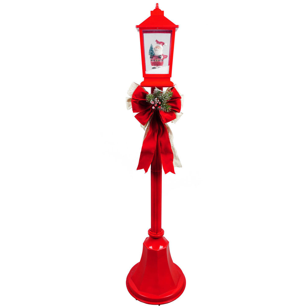 Lighted Outdoor Christmas Lamp Post
 Christmas Lamp Posts With Snow Blowing Scenes & Music