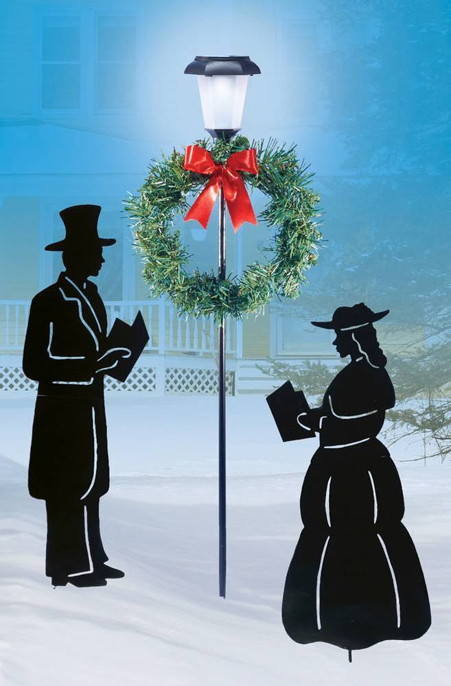 Lighted Outdoor Christmas Lamp Post
 Lighted Lamp Post w Christmas Carolers Yard Stakes