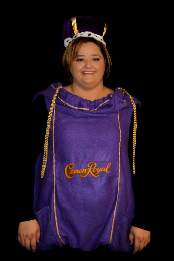 Liquor Cabinet Halloween Costumes
 DIY Crown Royal Bag Costume made from a purple Snuggie
