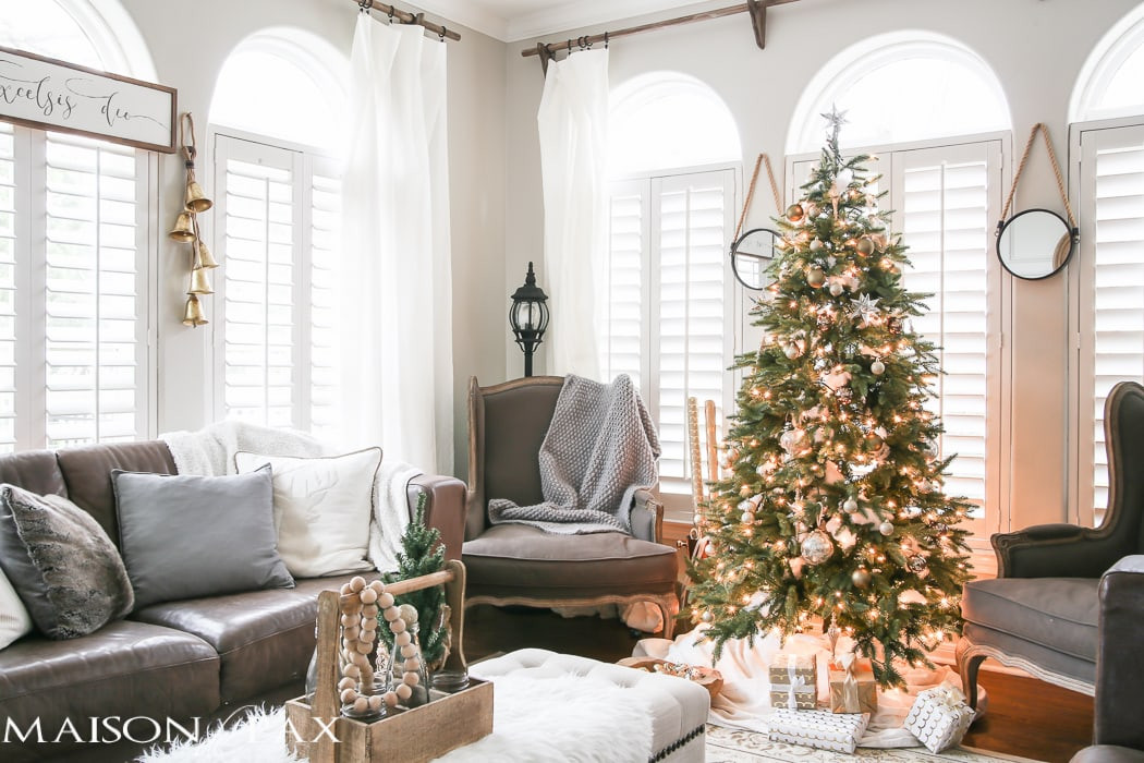 Living Room Decorated For Christmas
 Green and White Christmas Decorating Ideas Maison de Pax