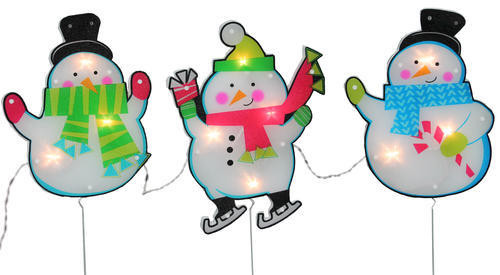 Menards Outdoor Christmas Decorations
 3 Piece Lighted Shimmer Snowmen Path Markers at Menards