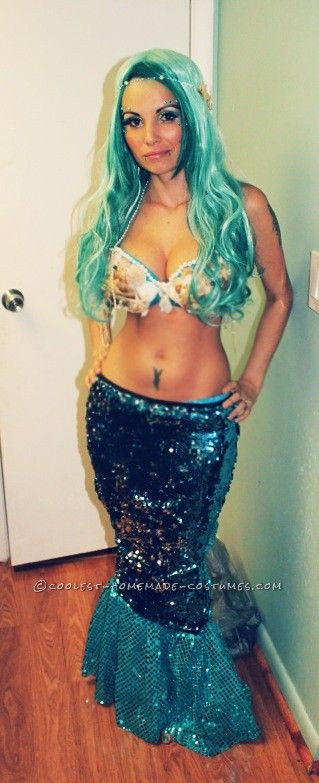 Mermaid DIY Costume
 y Homemade Mermaid Halloween Costume