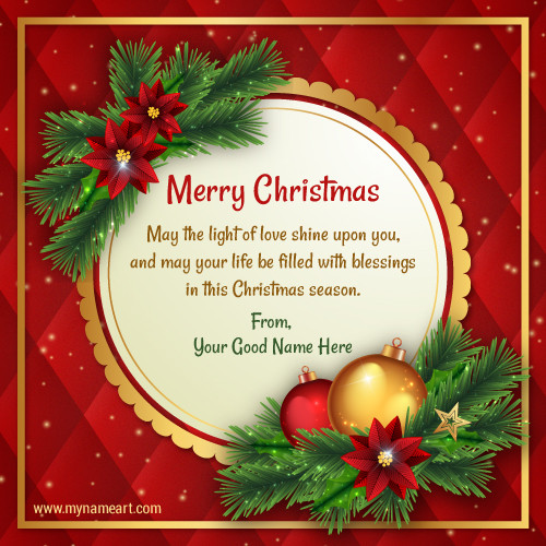 Merry Christmas Blessing Quotes
 Write Name Merry Christmas And Happy New Year Card