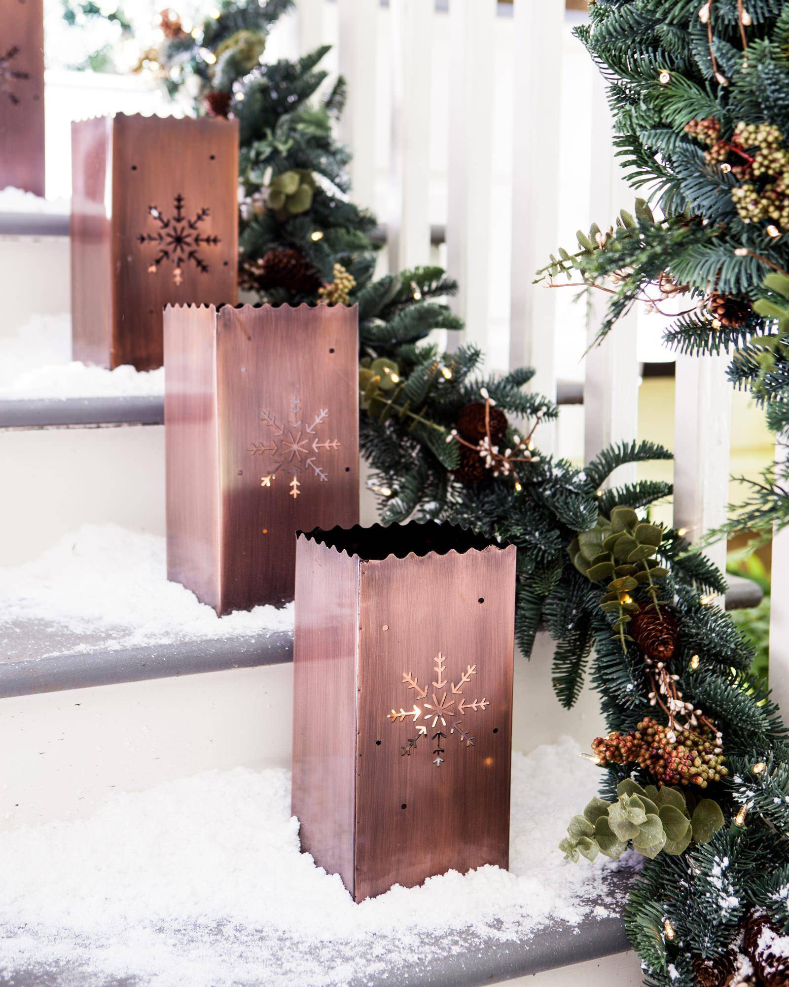Metal Outdoor Christmas Decorations
 Snowflake Metal Luminaries Set of 6