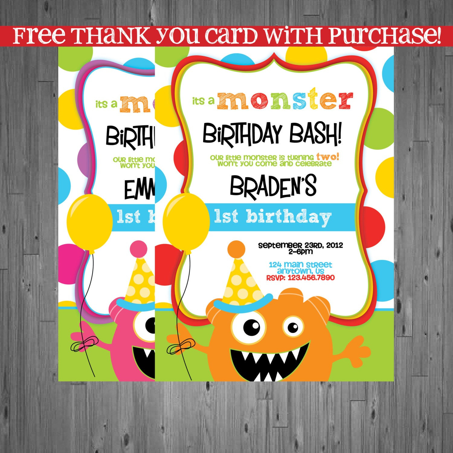 Monster Birthday Party Invitations
 monster Birthday Invitation first birthday by AbbyReeseDesign