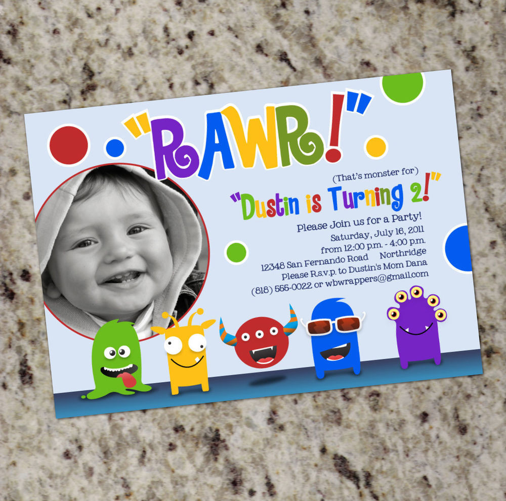 Monster Birthday Party Invitations
 Little Monster Monster Themed Birthday Party Invitations
