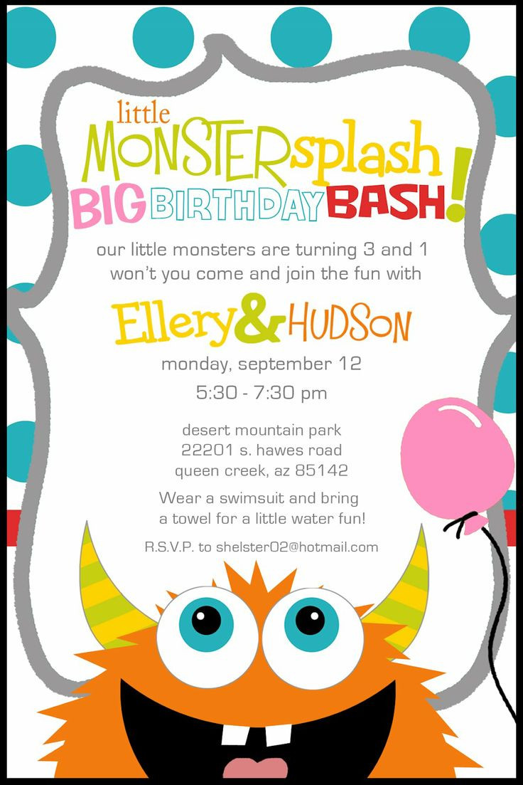 Monster Birthday Party Invitations
 1000 ideas about Monster Birthday Invitations on