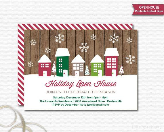 Neighborhood Christmas Party Ideas
 Holiday Open House Invitation Rustic Christmas Invitation