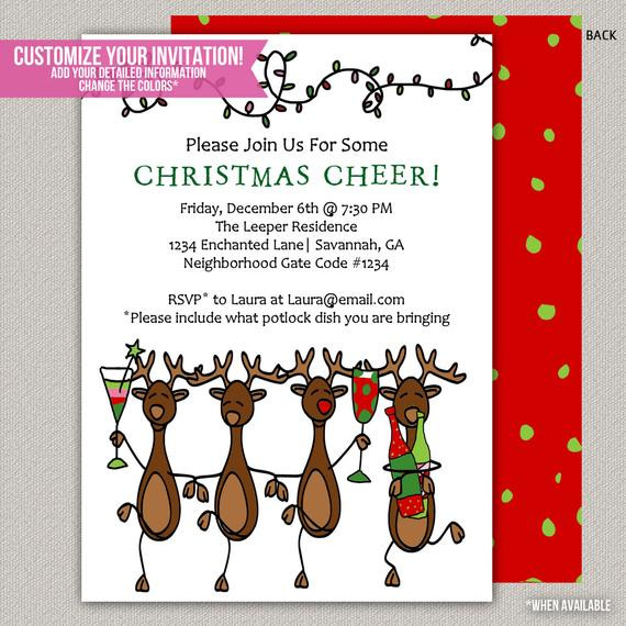 Neighborhood Christmas Party Ideas
 Items similar to Merry Reindeer Christmas Party Invitation