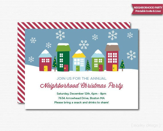 Neighborhood Christmas Party Ideas
 Neighborhood Party Invitation Printable Christmas Open