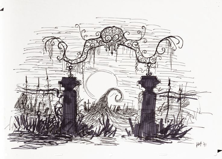 Nightmare Before Christmas Gate
 Graveyard gate concept sketch from The Nightmare Before