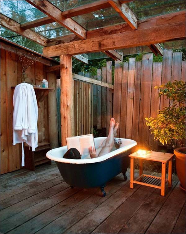Outdoor Bathtub DIY
 596 best outdoor showers tubs & loos images on Pinterest