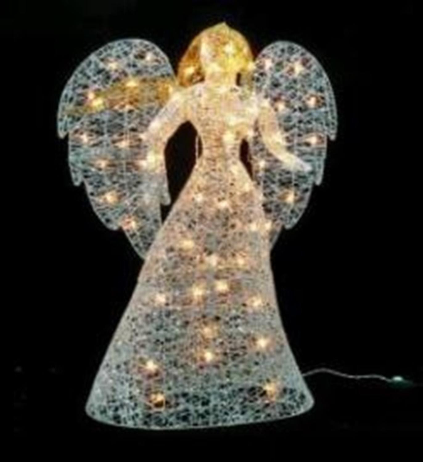 Outdoor Christmas Angels
 48" LED Lighted White Glitter Angel Christmas Yard Art