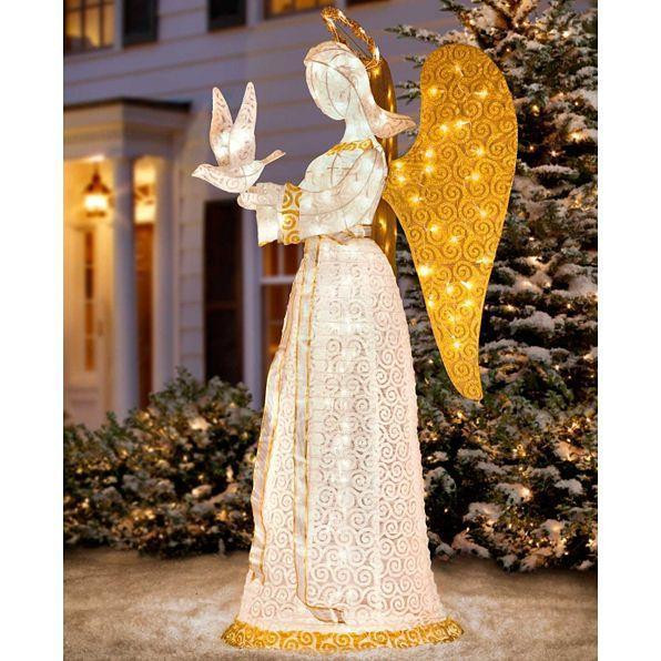 Outdoor Christmas Angels
 OUTDOOR LIGHTED CHRISTMAS ANGEL WITH DOVE Sculpture Yard