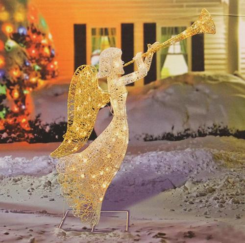 Outdoor Christmas Angels
 48" Glittered Trumpeting Angel Lighted Christmas Yard Art