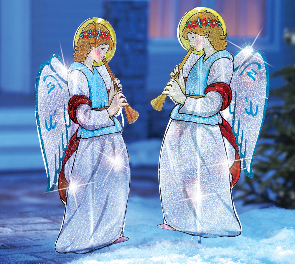 Outdoor Christmas Angels
 Set of 2 Outdoor Lighted Christmas Angels Yard Lawn
